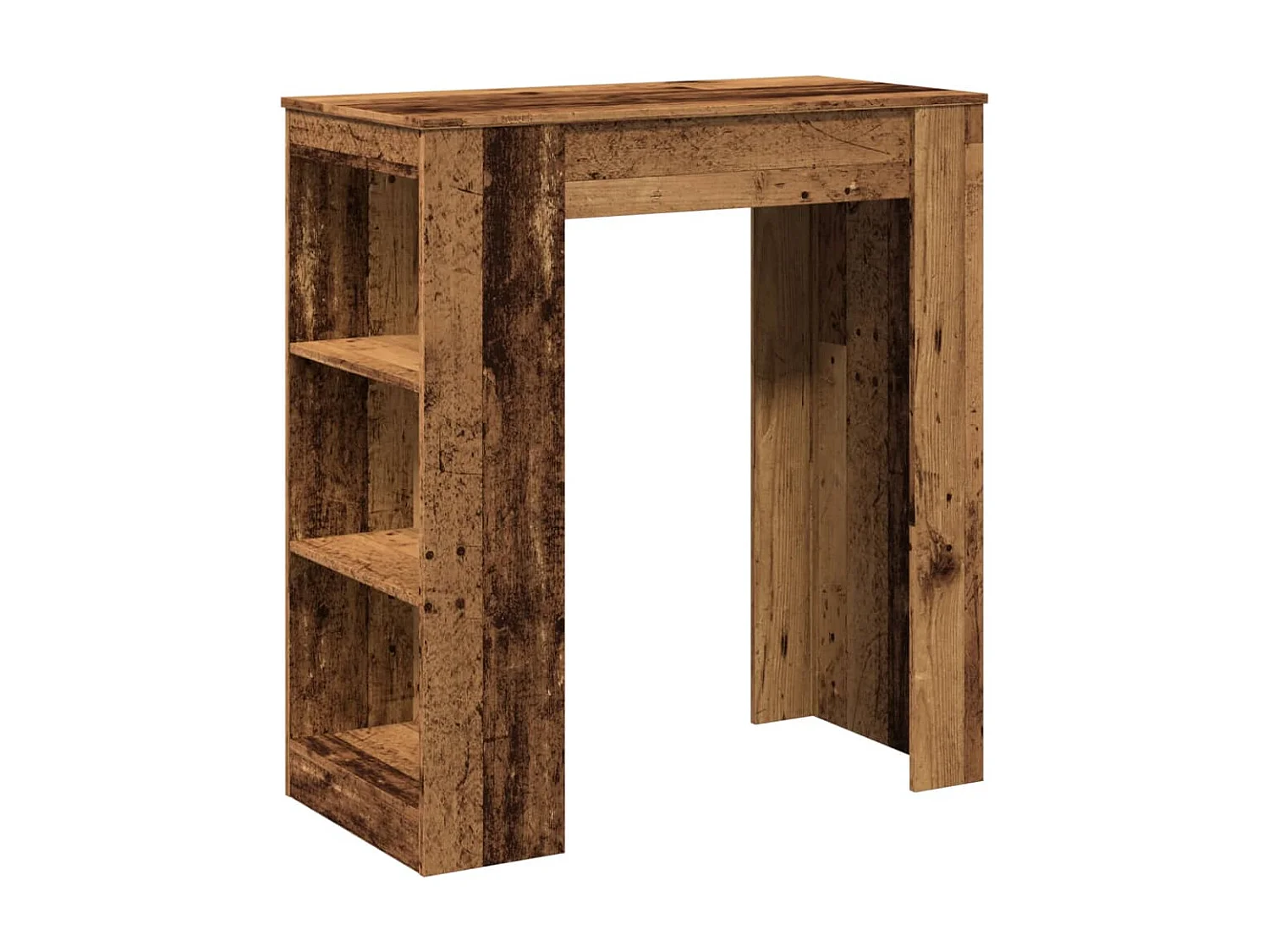 Mesa de bar com prateleiras derivados de madeira madeira velha