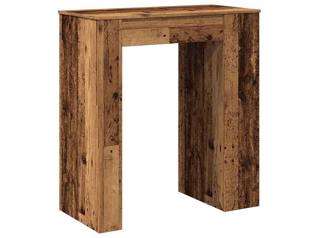 Table de bar avec étagères vieux bois bois d'ingénierie