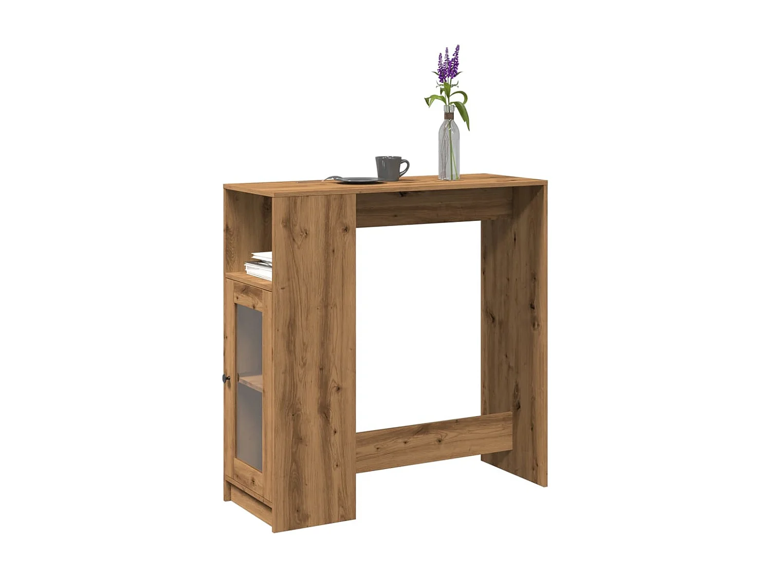 Tavolo Bar con Rastrelliera Rovere 101x40x103,5 cm Multistrato