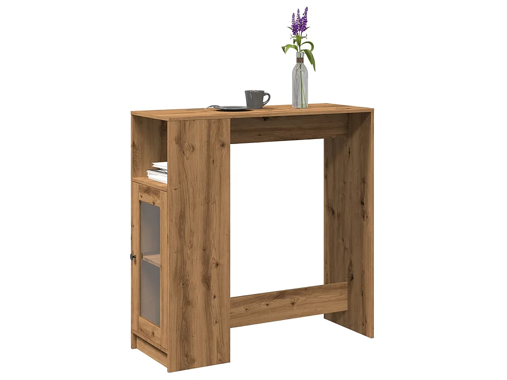 Tavolo Bar con Rastrelliera Rovere 101x40x103,5 cm Multistrato