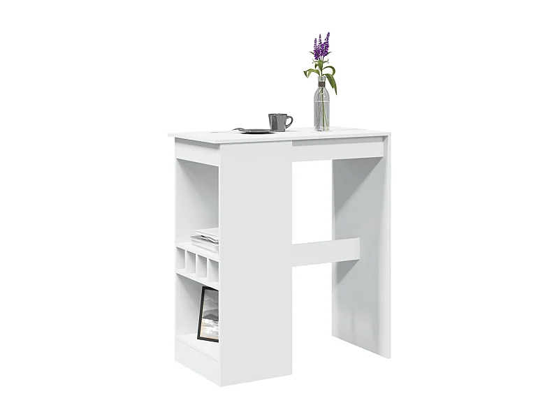 Mesa de bar com prateleiras derivados de madeira branco