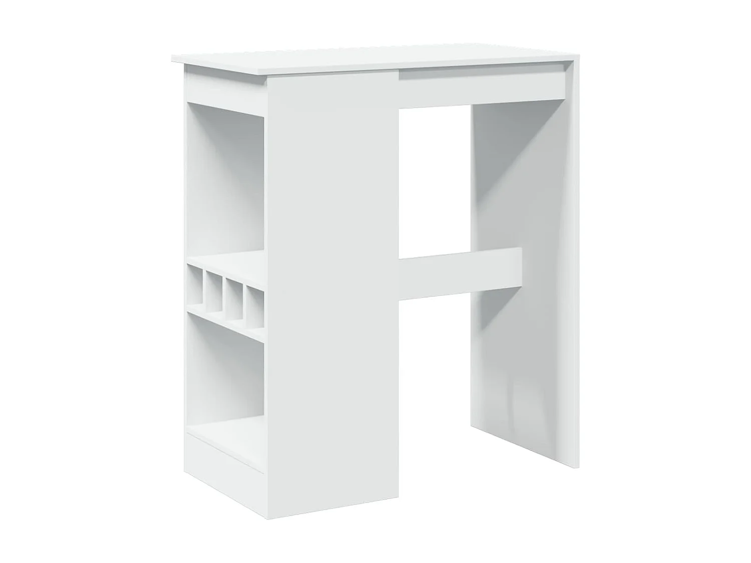 Table de bar avec étagères blanc bois d'ingénierie