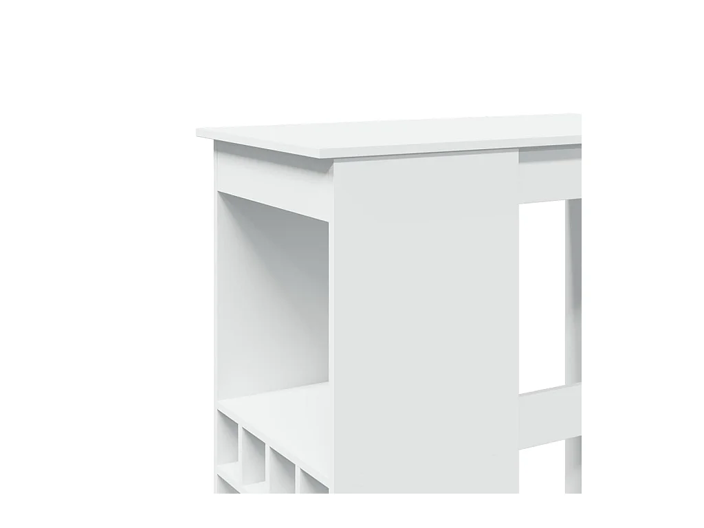 Table de bar avec étagères blanc bois d'ingénierie