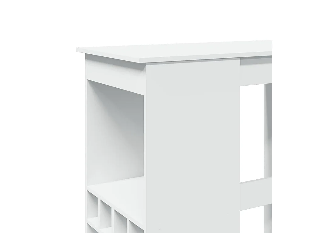 Table de bar avec étagères blanc bois d'ingénierie