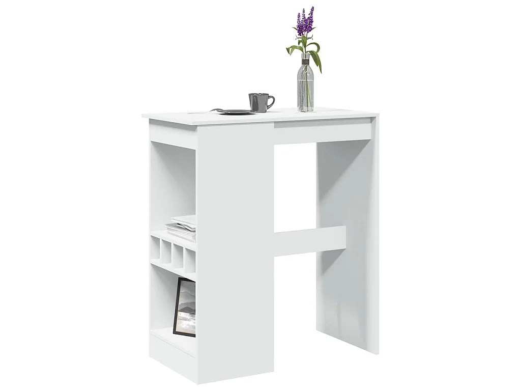 Bartisch mit Regal Weiß 90x47,5x103,5 cm Holzwerkstoff