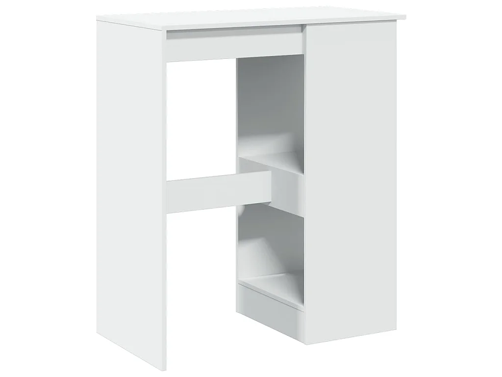 Table de bar avec étagères blanc bois d'ingénierie