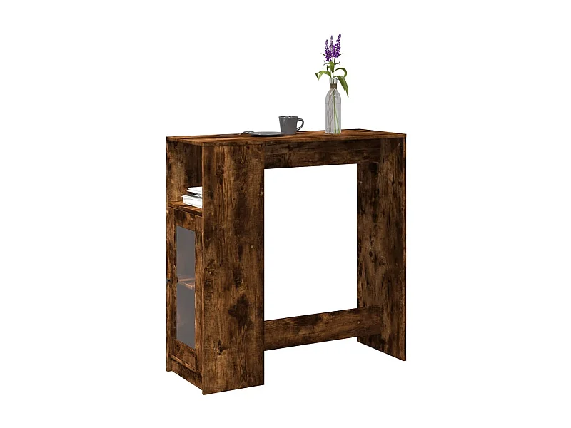 Table de bar avec étagères chêne fumé bois d'ingénierie