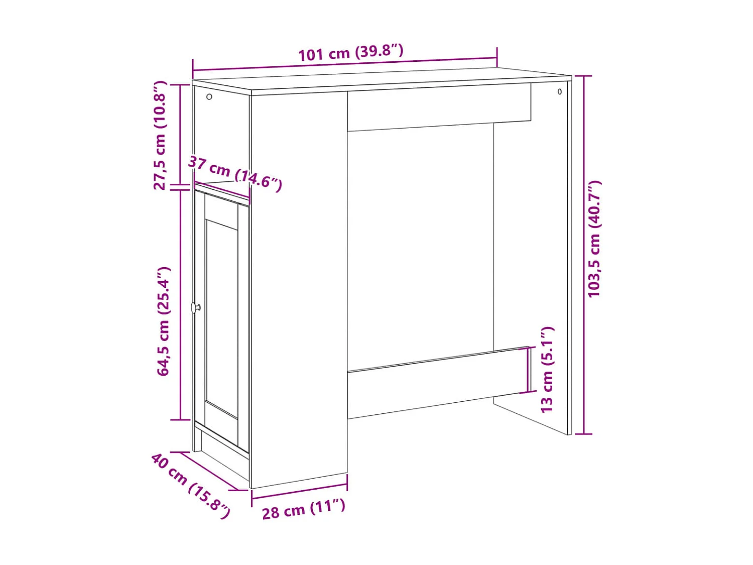 Table de bar avec étagères chêne fumé bois d'ingénierie