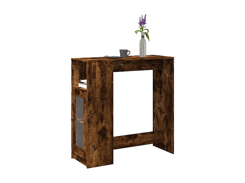 Table de bar avec étagères chêne fumé bois d'ingénierie