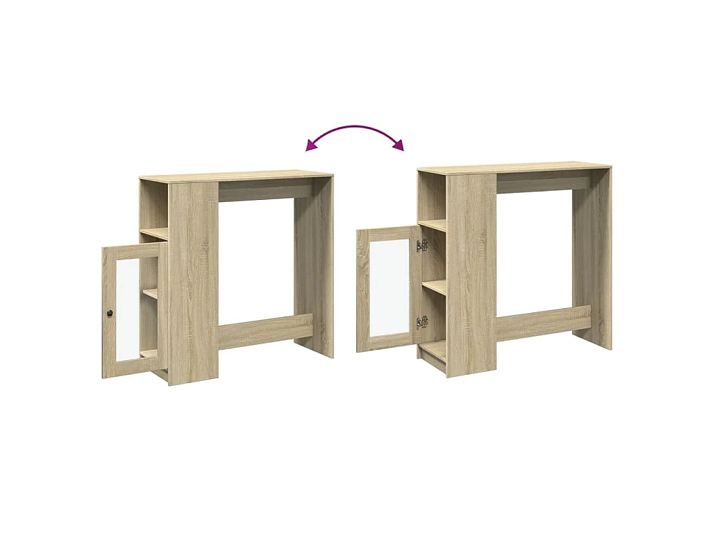 Table de bar avec étagères chêne sonoma bois d'ingénierie