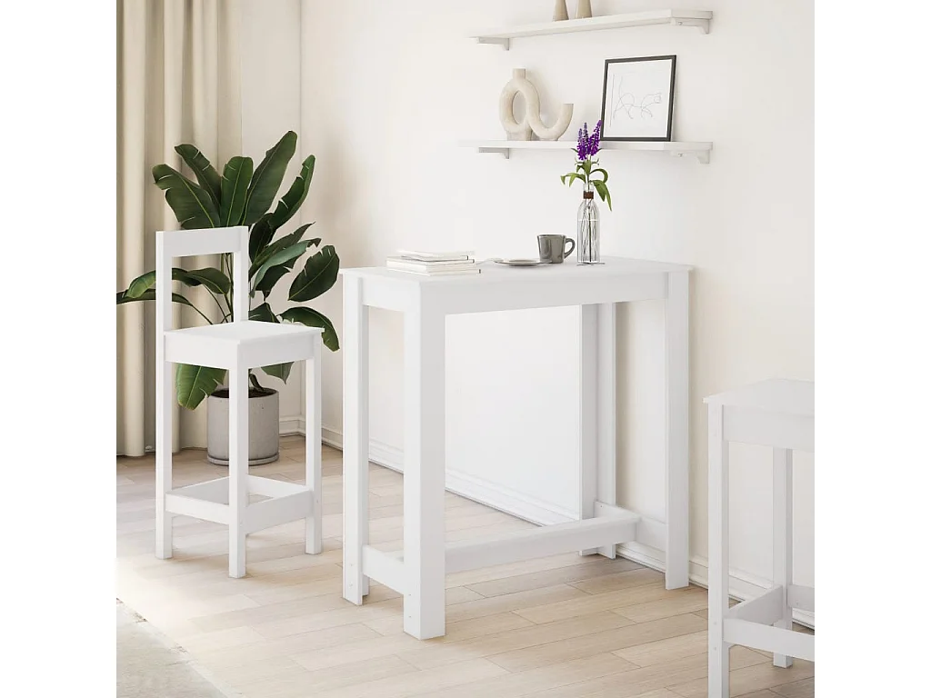 Tavolo da Bar Bianco 102x50x103,5 cm in Legno Multistrato