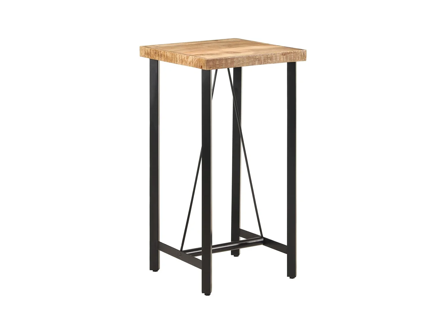 Table de bar 55x55x107 cm bois massif de manguier et fer