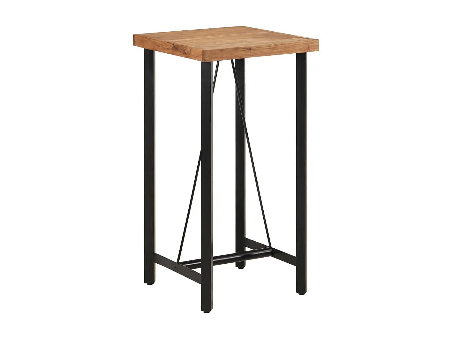Tavolino da Bar 55x55x107cm in Legno Massello di Acacia e Ferro