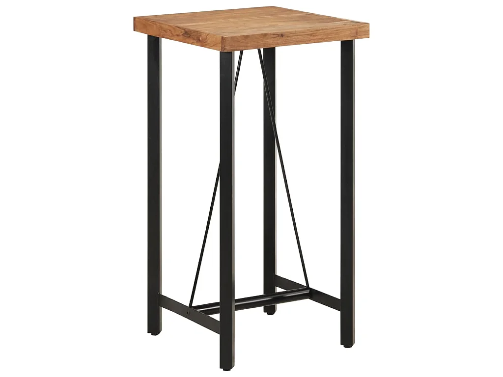 Mesa alta de hierro y madera maciza de acacia 55x55x107 cm