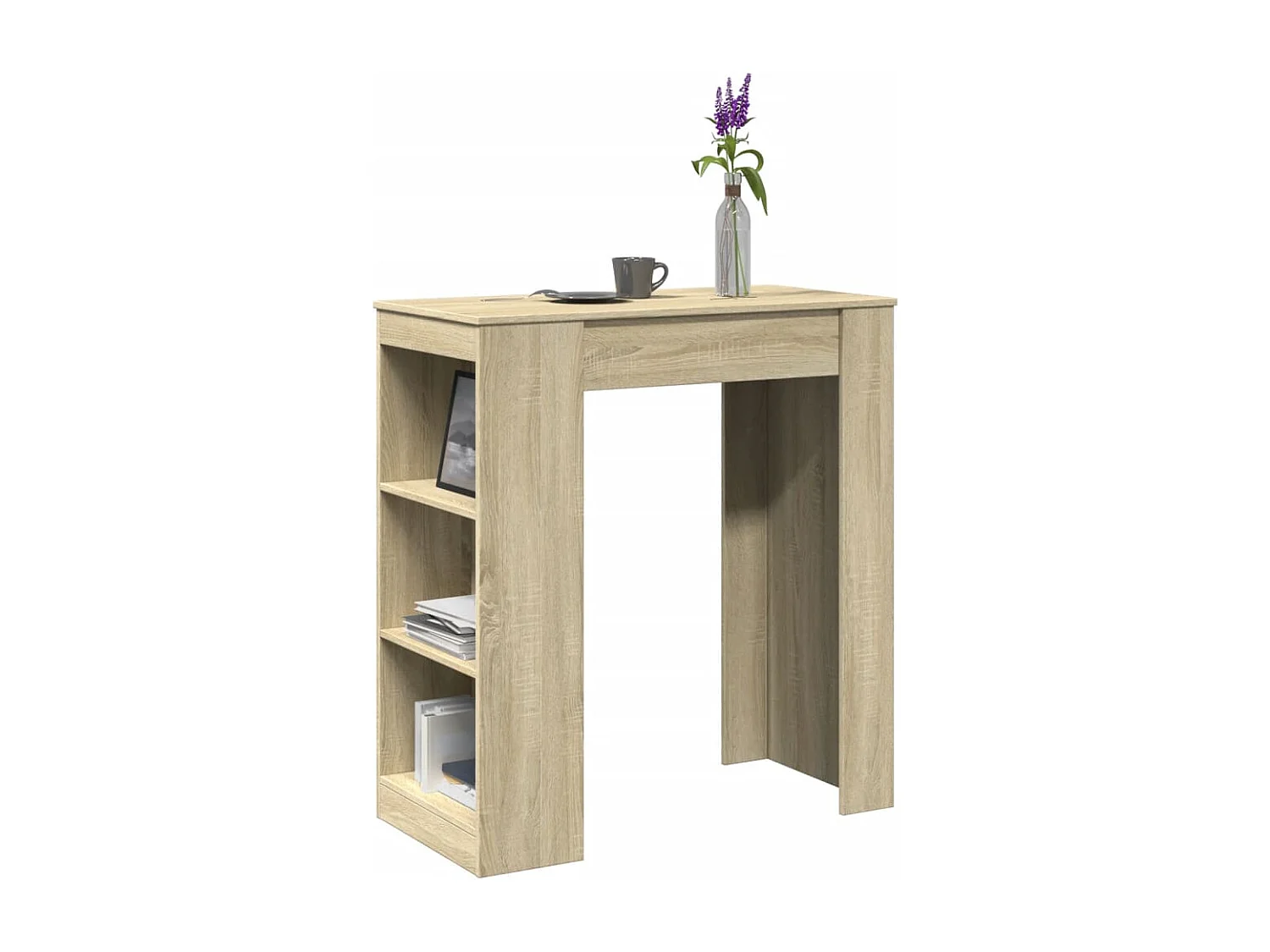 Tavolo Bar con Rastrelliera Sonoma 95x47x103,5 cm Multistrato