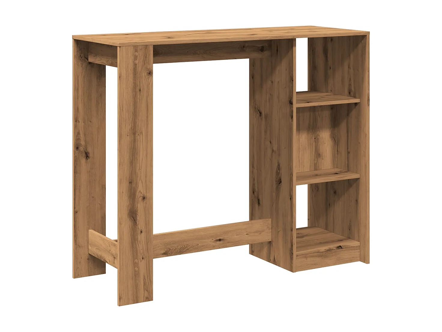 Barek z drewna inżynieryjnego z ręcznie wykonanym dębowym wykończeniem i 4 półkami, 124x46x103,5 cm