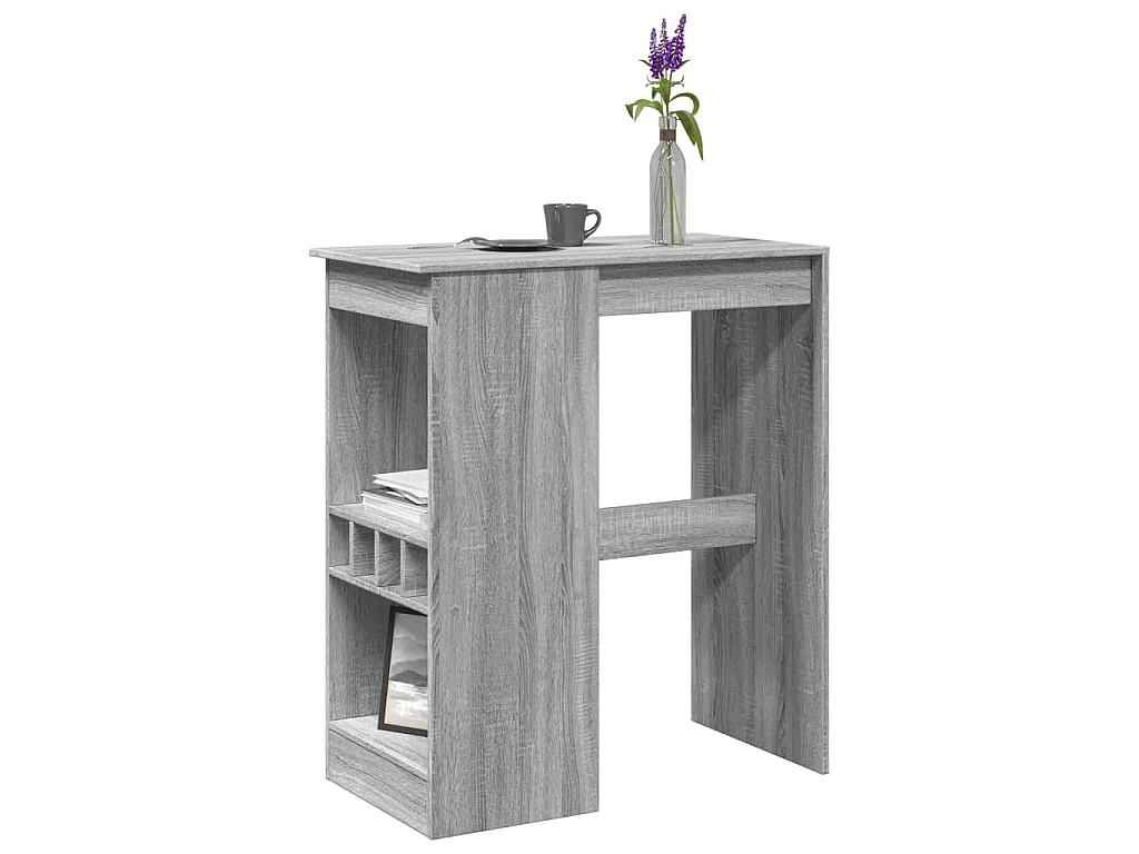Tavolo Bar con Rastrelliera Grigio 102x50x103,5cm Multistrato
