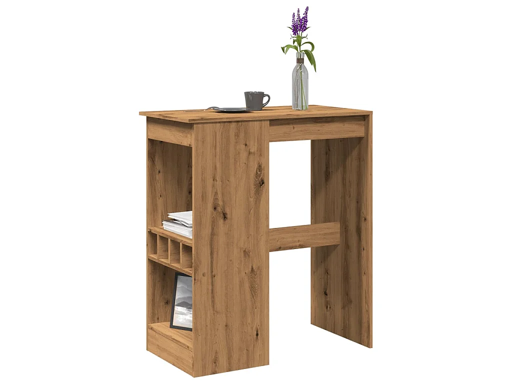 Tavolo Bar con Rastrelliera Rovere 90x47,5x103,5 cm Multistrato