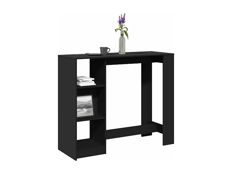 Table de bar avec étagère noir 124x46x103,5cm bois d'ingénierie
