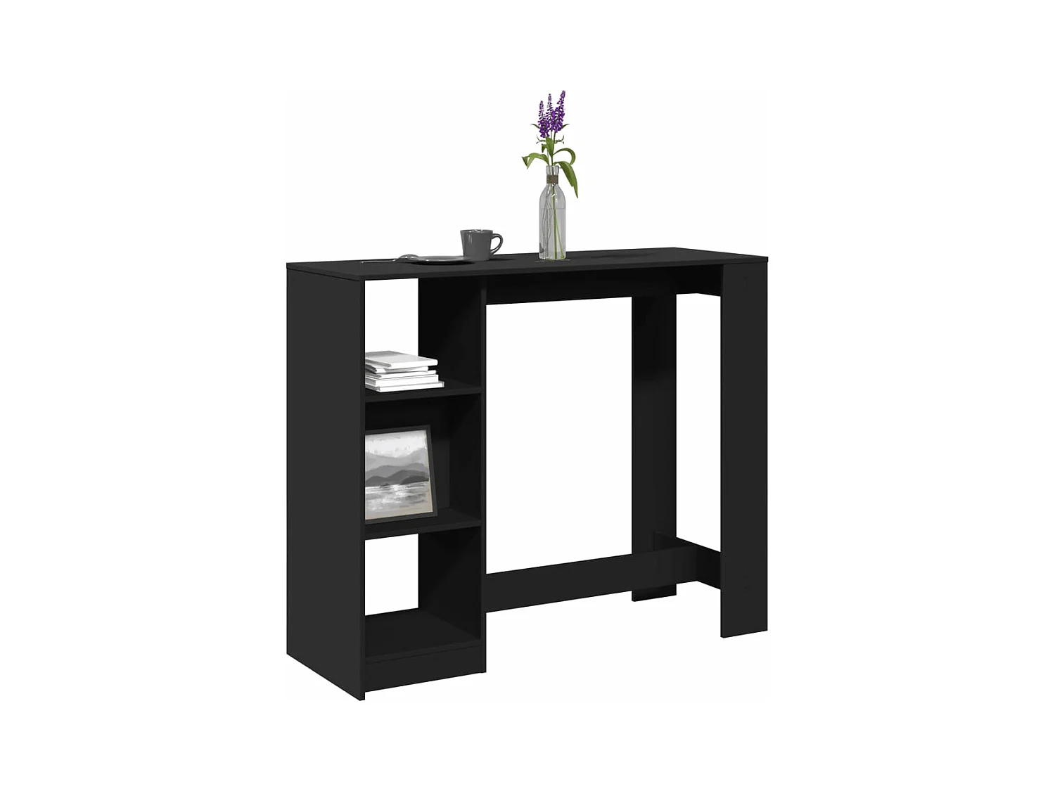 Bartisch mit Regal Schwarz 124x46x103,5 cm Holzwerkstoff