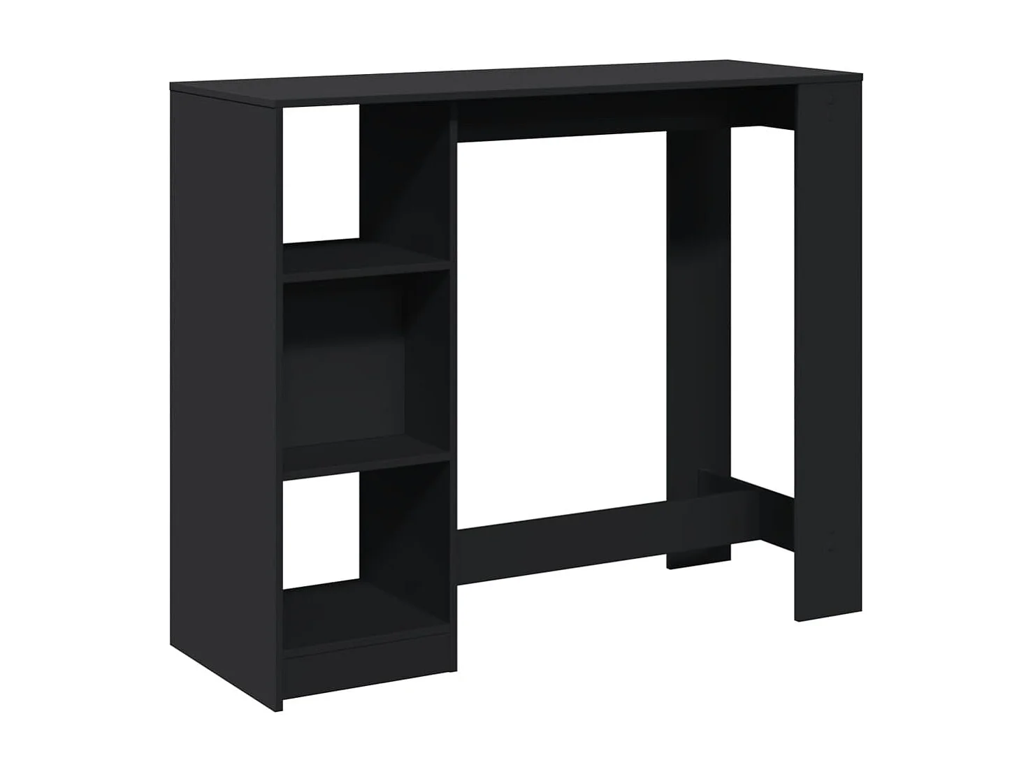 Bartisch mit Regal Schwarz 124x46x103,5 cm Holzwerkstoff