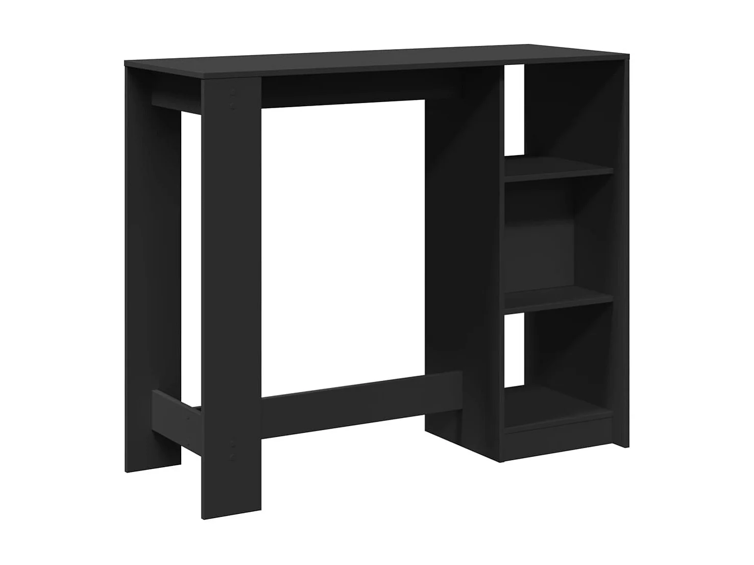 Bartisch mit Regal Schwarz 124x46x103,5 cm Holzwerkstoff