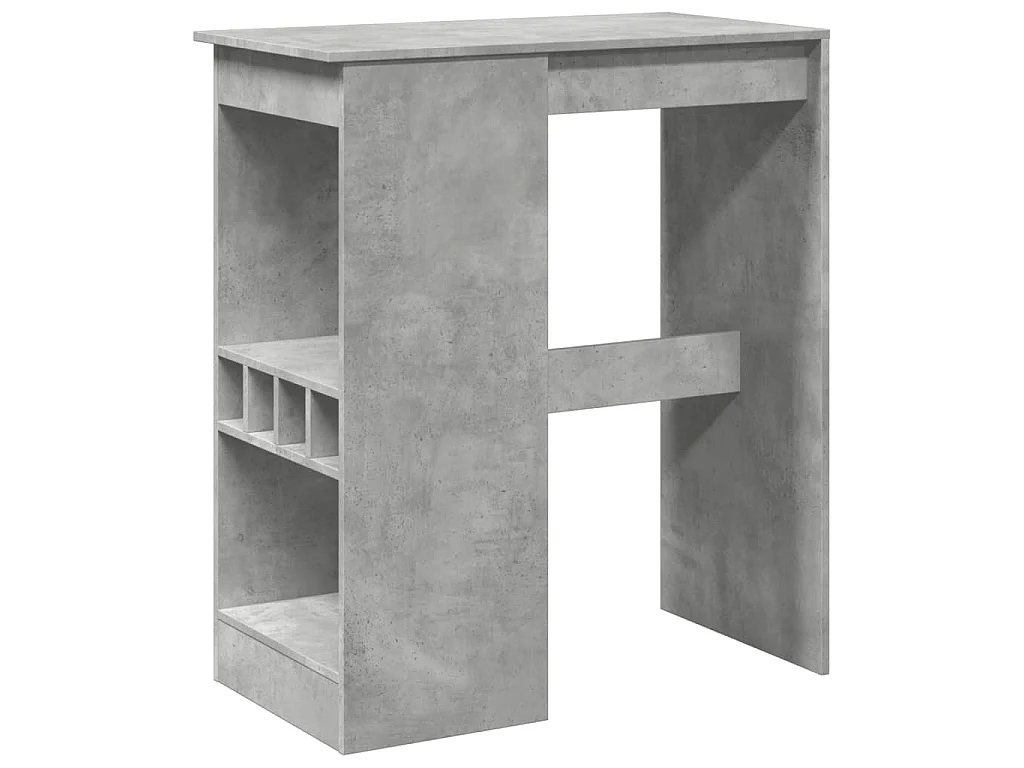 Table de bar avec étagères gris béton bois d'ingénierie