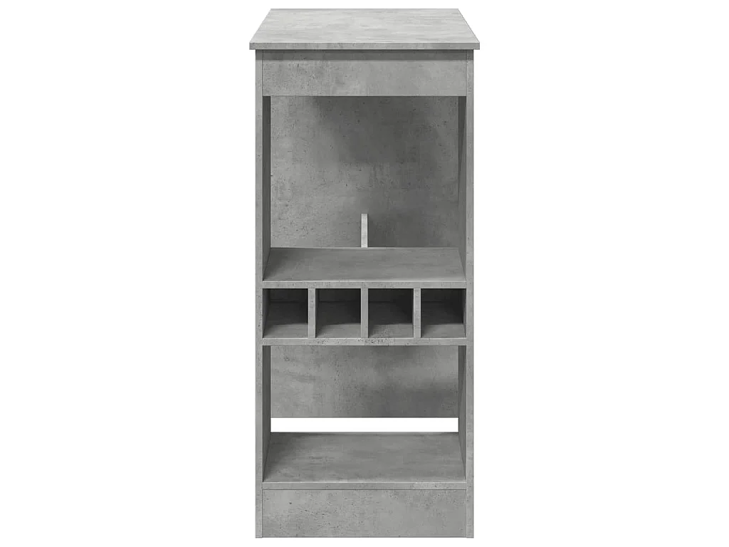 Table de bar avec étagères gris béton bois d'ingénierie