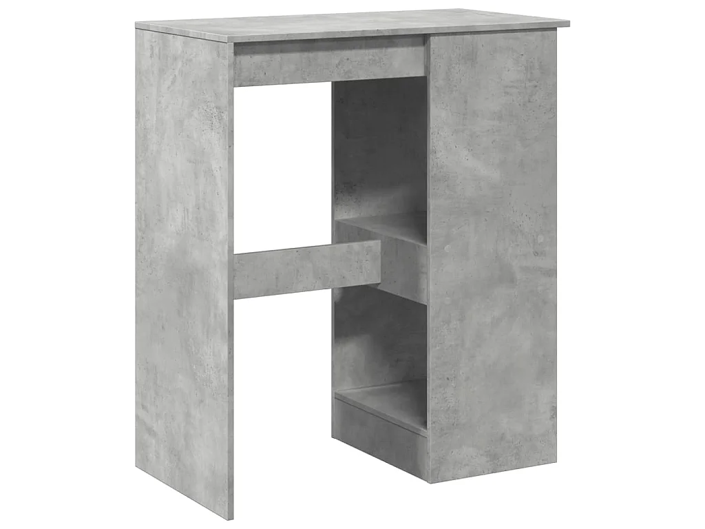 Table de bar avec étagères gris béton bois d'ingénierie