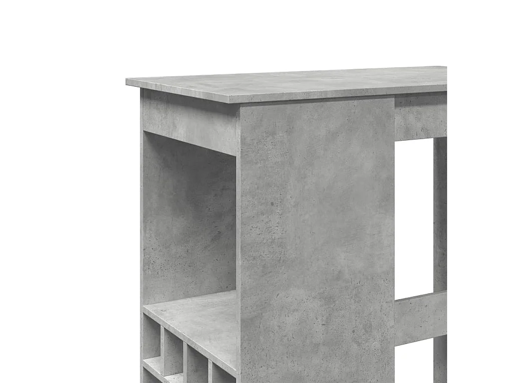 Table de bar avec étagères gris béton bois d'ingénierie