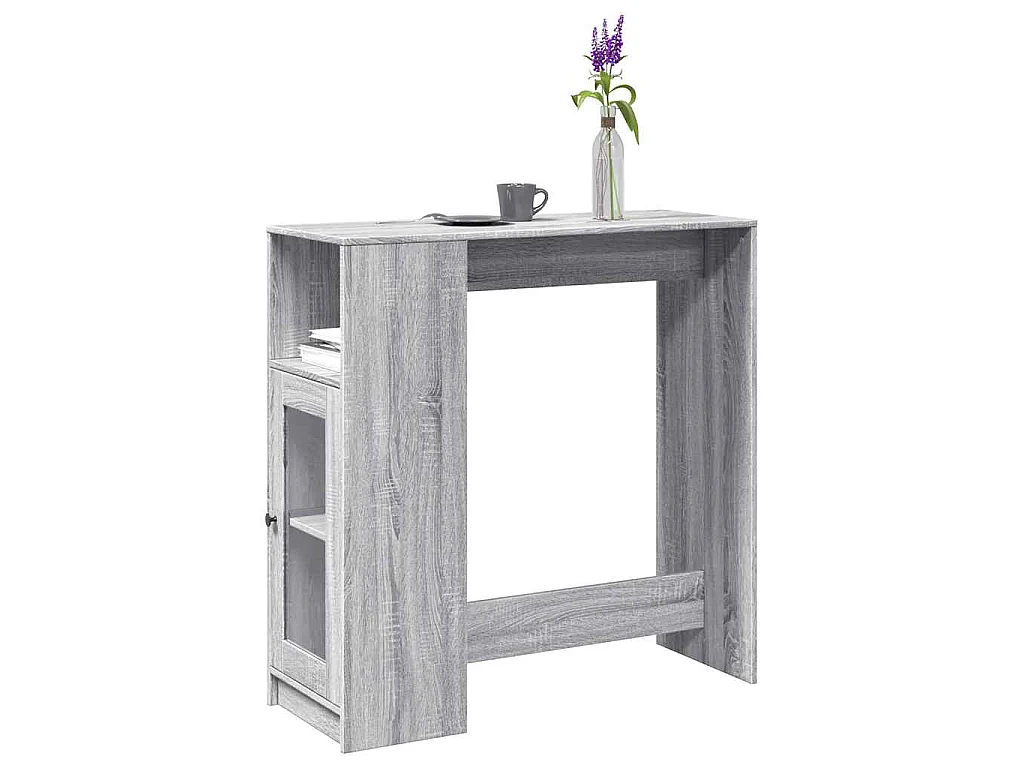 Tavolo Bar con Rastrelliera Grigio 101x40x103,5 cm Multistrato