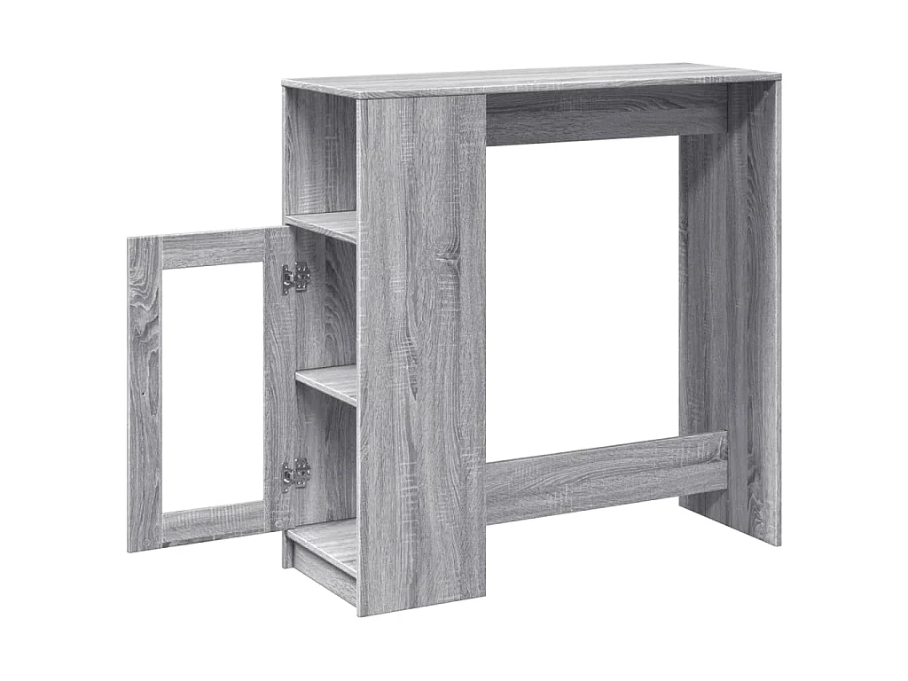 Tavolo Bar con Rastrelliera Grigio 101x40x103,5 cm Multistrato