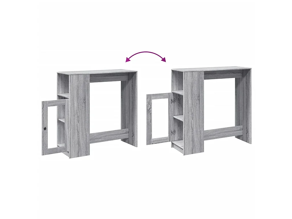 Tavolo Bar con Rastrelliera Grigio 101x40x103,5 cm Multistrato