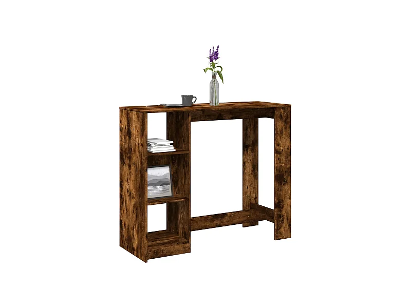 Table de bar avec étagère chêne fumé bois d'ingénierie
