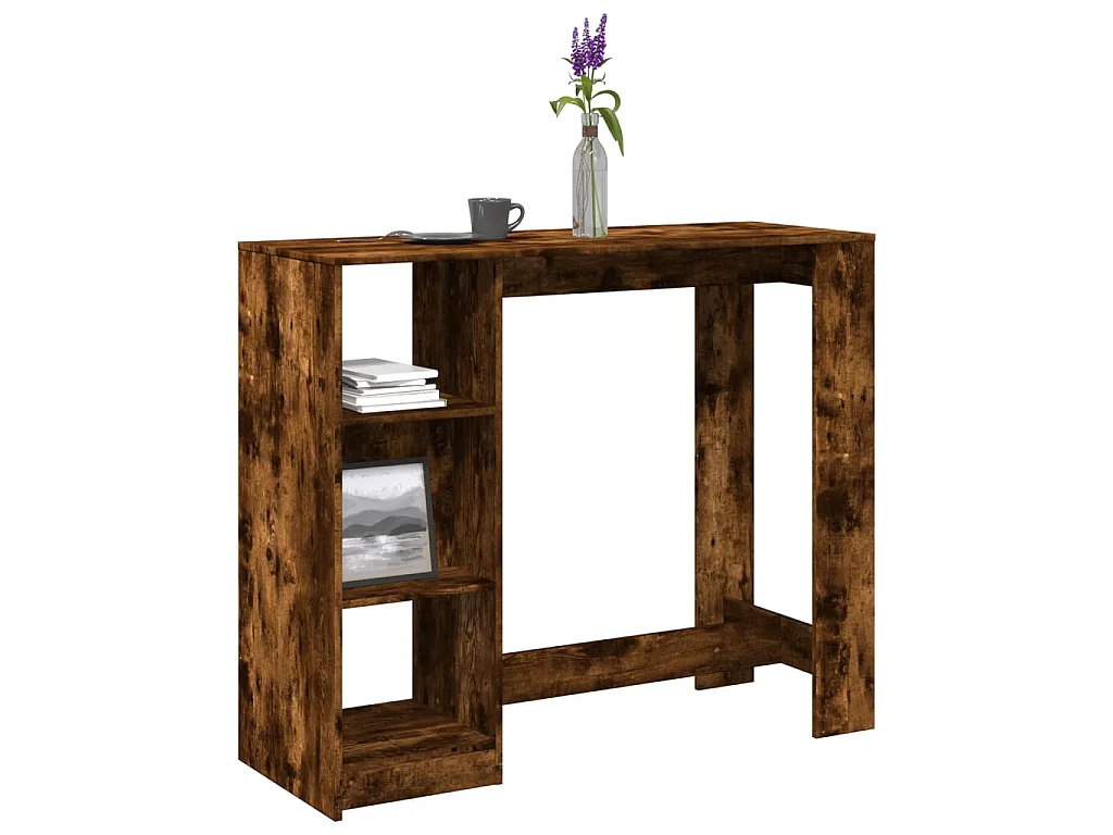 Table de bar avec étagère chêne fumé bois d'ingénierie