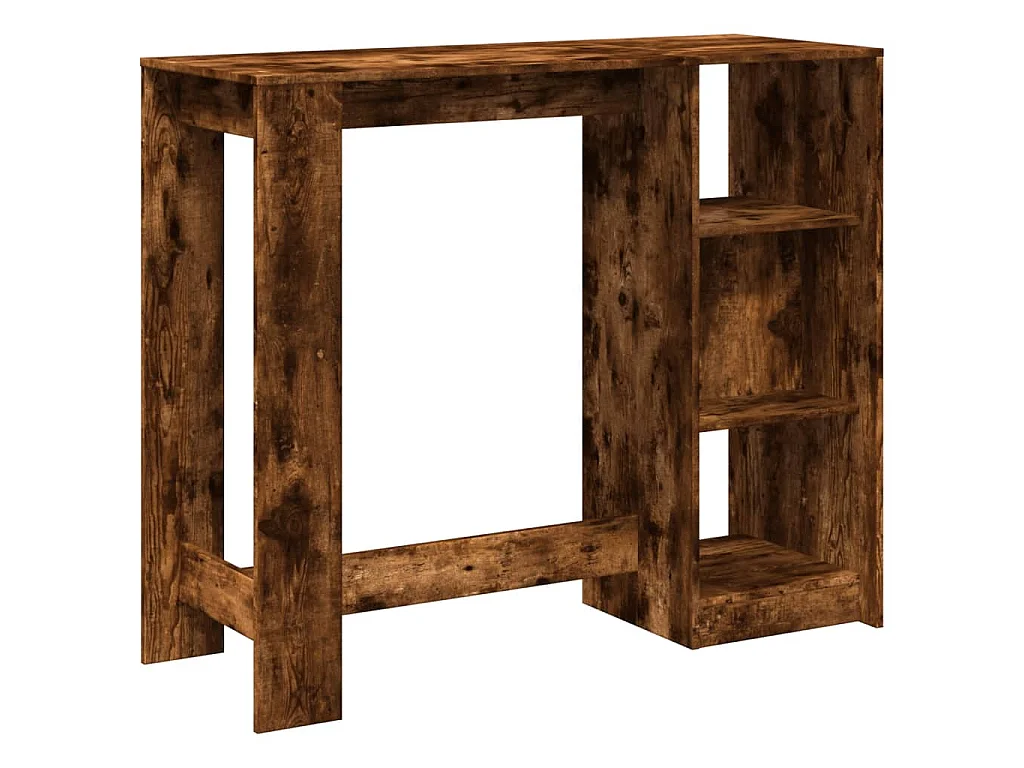 Table de bar avec étagère chêne fumé bois d'ingénierie