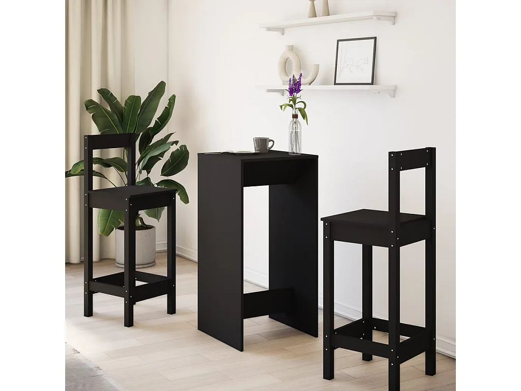 Tavolo da Bar Nero 51x50x103,5 cm in Legno Multistrato