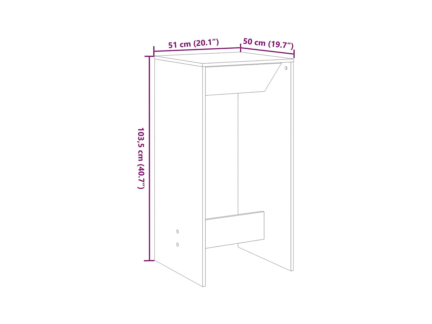 Bartafel 51x50x103,5 cm bewerkt hout sonoma eikenkleurig