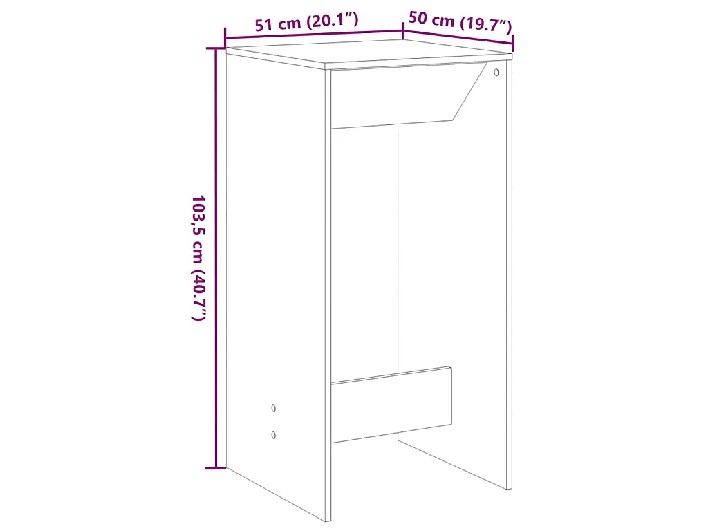 Tavolo da Bar Rovere Sonoma 51x50x103,5 cm in Legno Multistrato