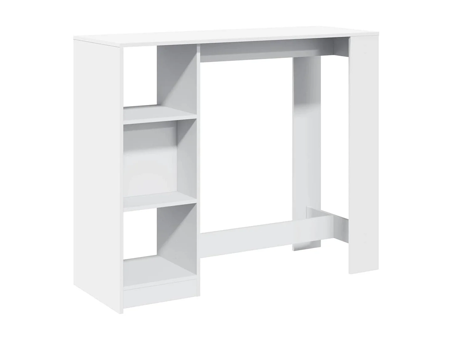 Table de bar et étagère blanc 124x46x103,5 cm bois d'ingénierie