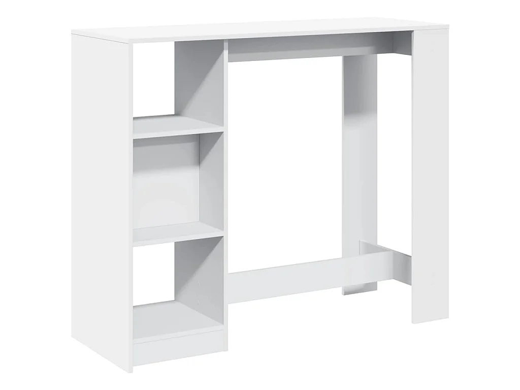 Table de bar et étagère blanc 124x46x103,5 cm bois d'ingénierie