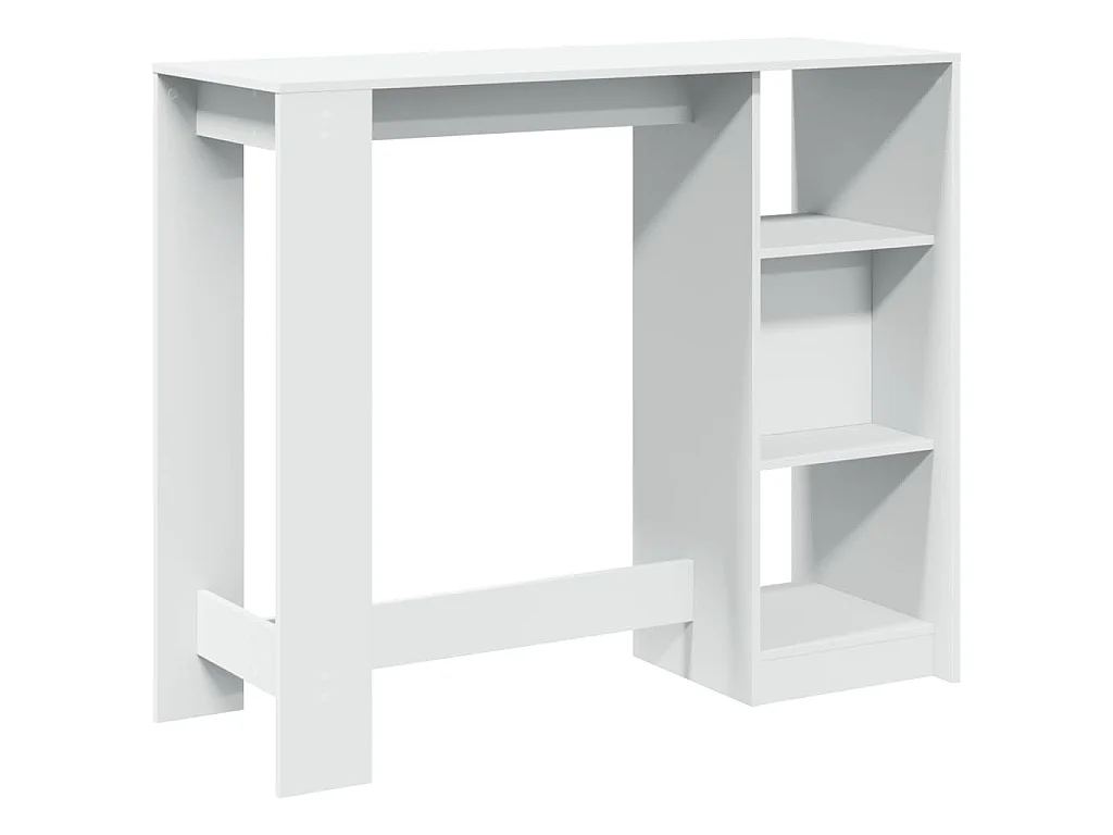Table de bar et étagère blanc 124x46x103,5 cm bois d'ingénierie