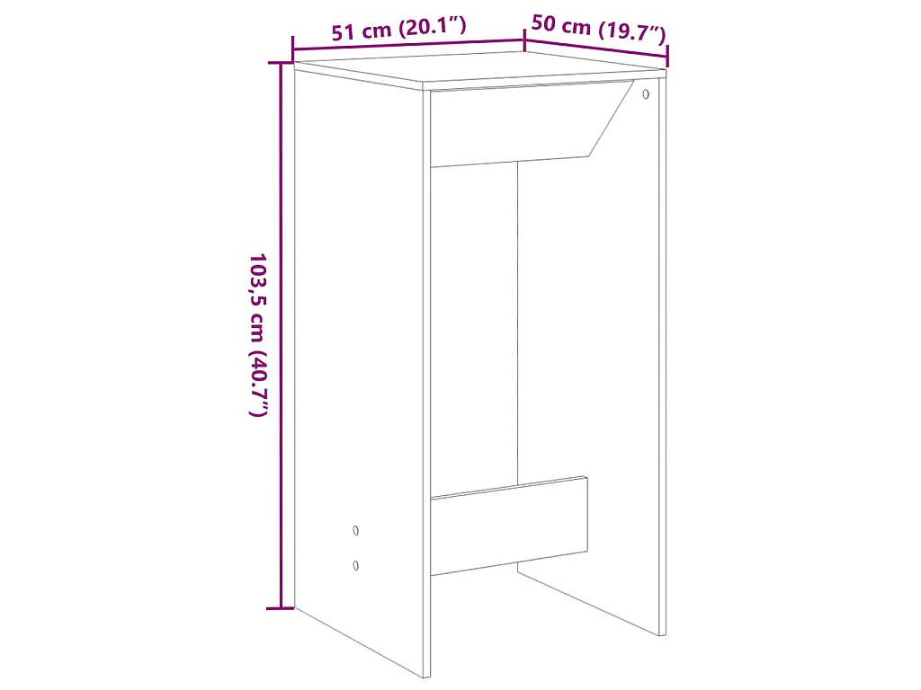 Tavolo da Bar Bianco 51x50x103,5 cm in Truciolato