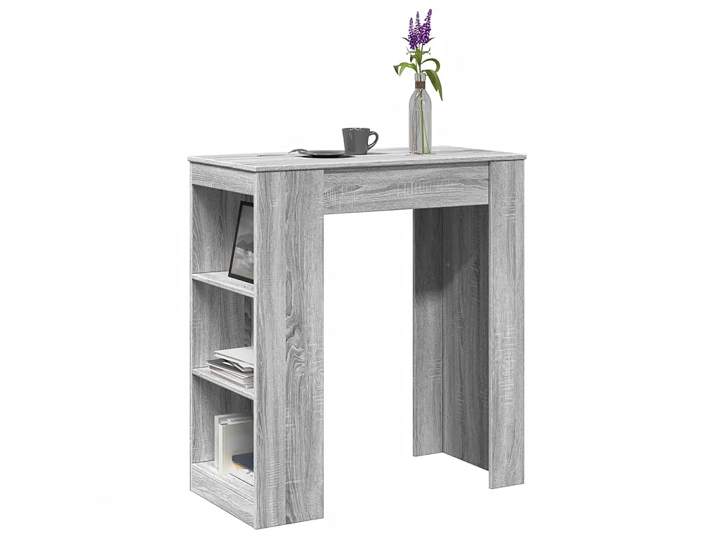 Bartafel met rekken 95x47x103,5 cm bewerkt hout grijs sonoma