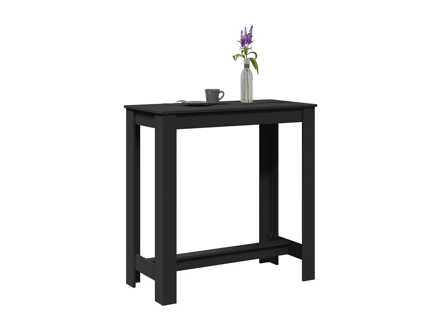 Tavolo da Bar Nero 102x50x103,5 cm in Legno Multistrato