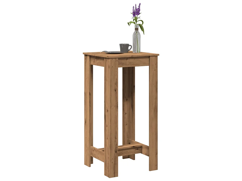 Table de bar chêne artisanal 51x50x103,5 cm bois d'ingénierie