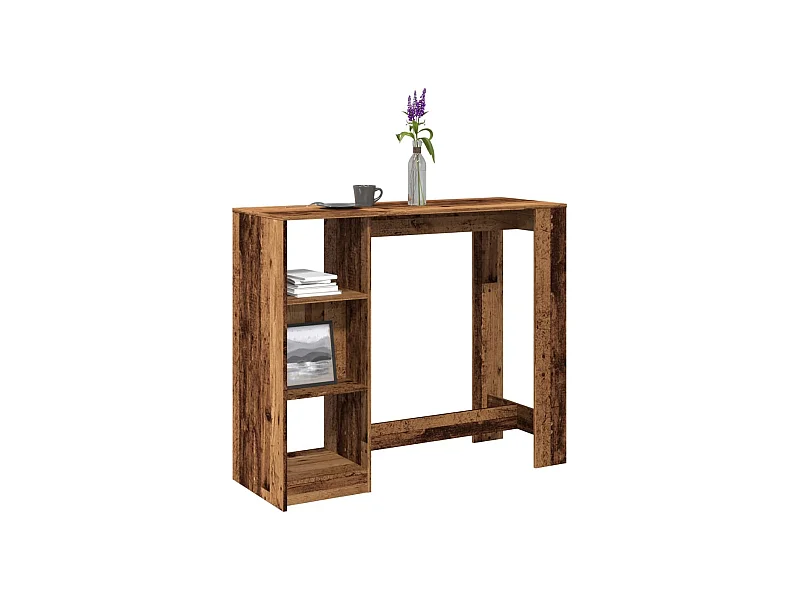 Table de bar avec étagère vieux bois bois d'ingénierie