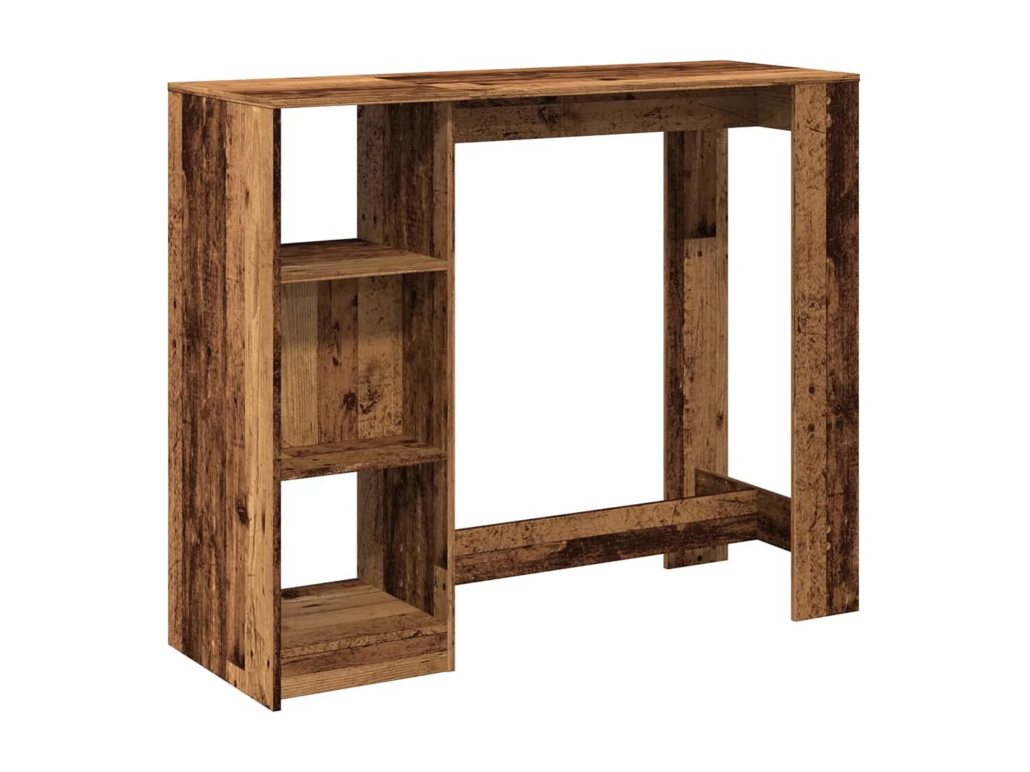 Table de bar avec étagère vieux bois bois d'ingénierie