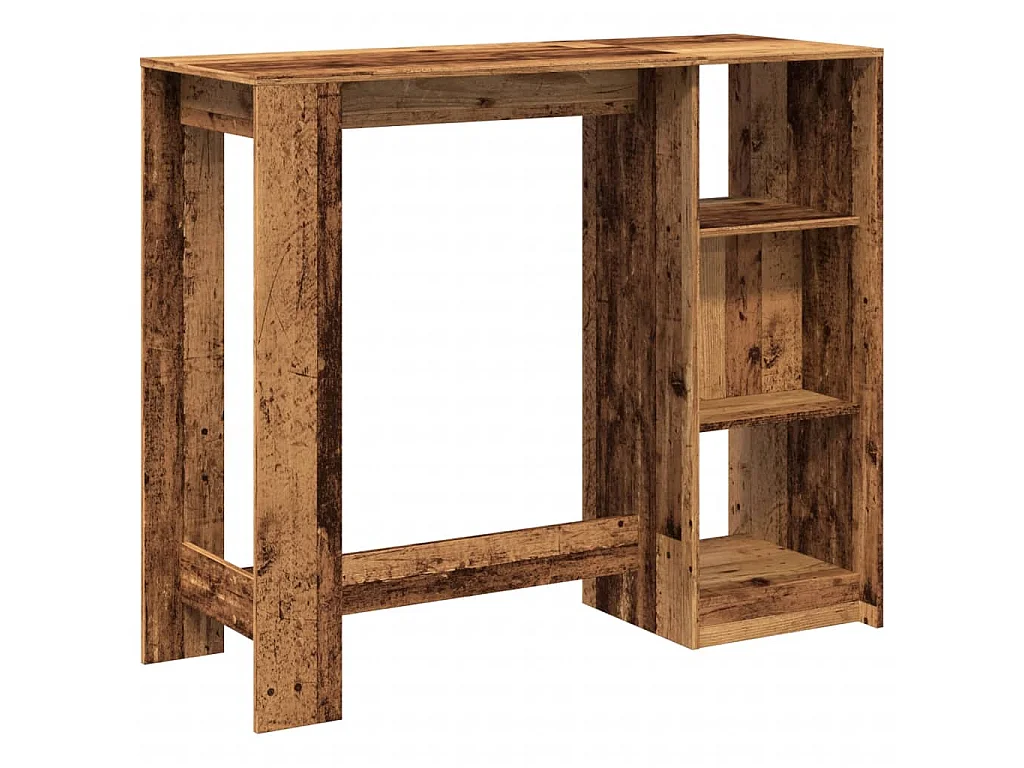 Table de bar avec étagère vieux bois bois d'ingénierie