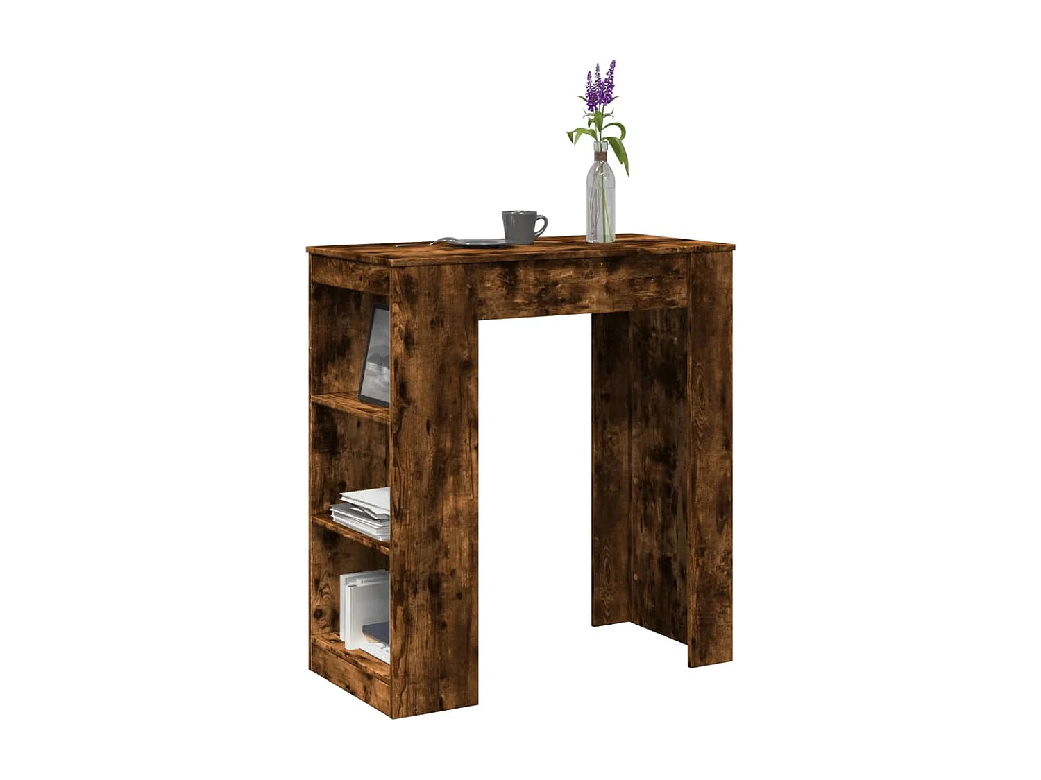 Tavolo Bar con Rastrelliera Rovere 95x47x103,5 cm Multistrato